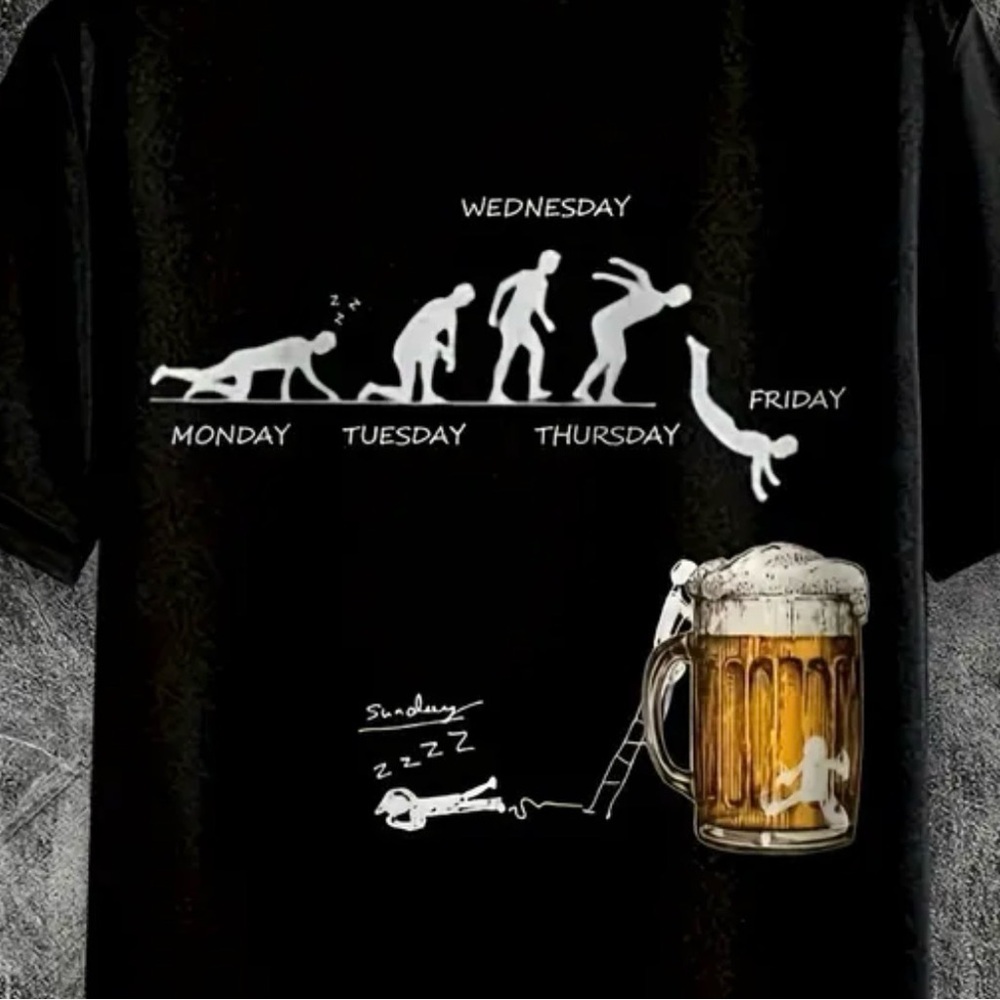 Black Graphic T-Shirt with Beer Mug Design NEW SIZE XL
